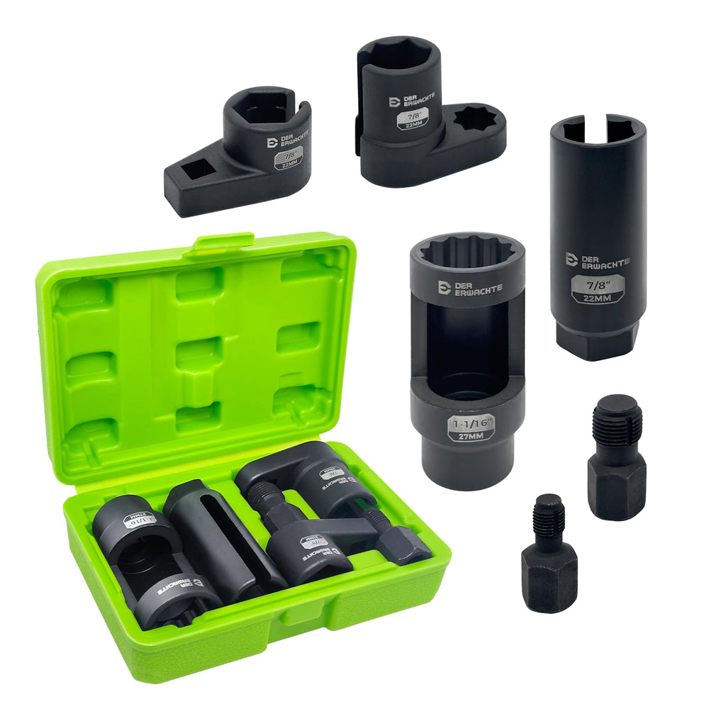 Der Erwachte front view of complete 6PCS o2 sensor socket set showing tools and benefits