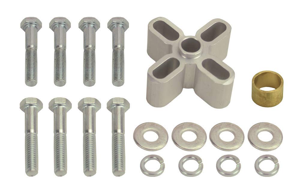 Derale fan spacer front view showing aluminum finish and accurate pilot for secure fit