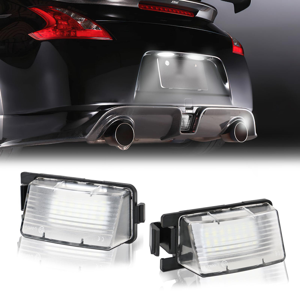 DERMOKA front view license plate light showing clean-white illumination benefit