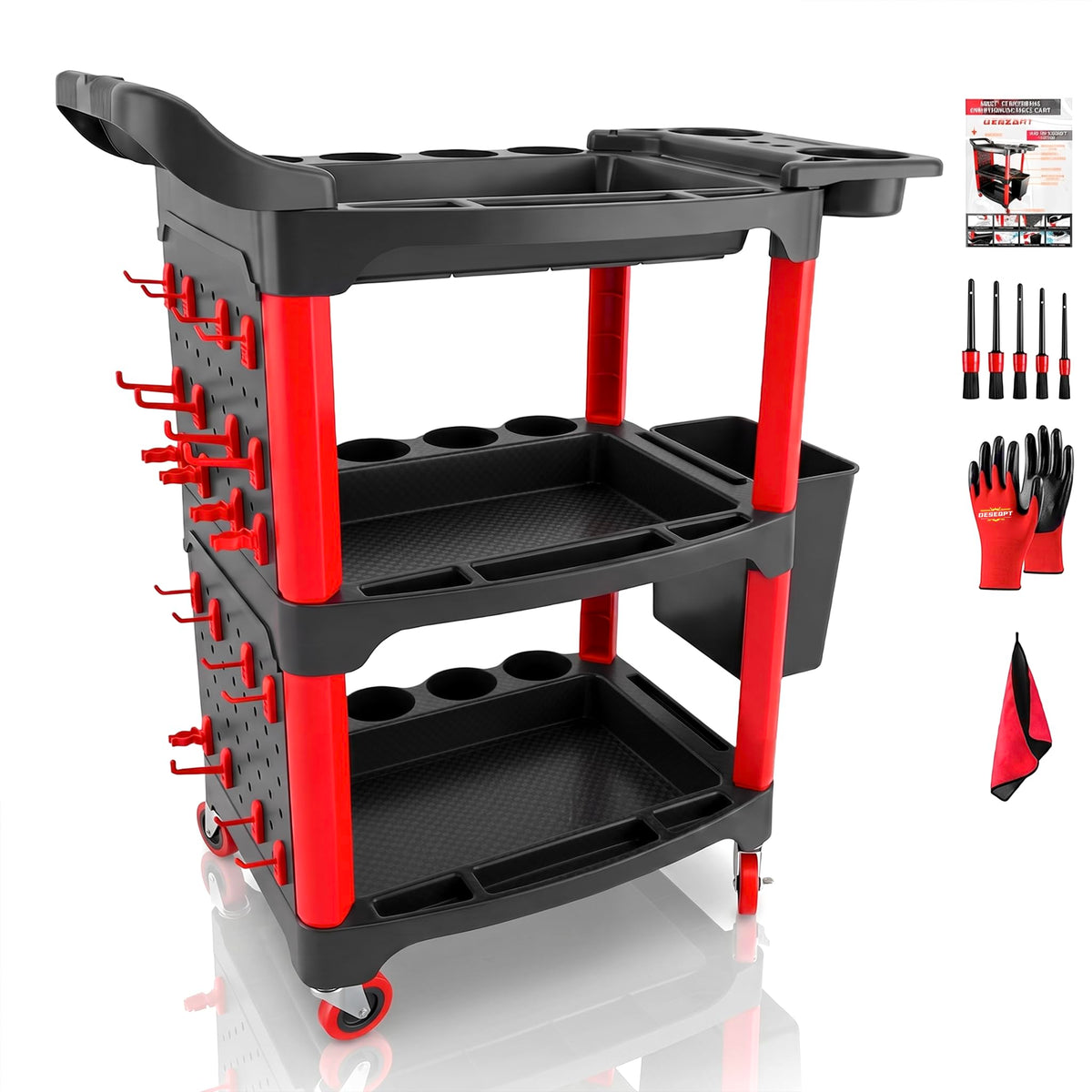 DESEQPT cart front view showing organized supplies and quick access