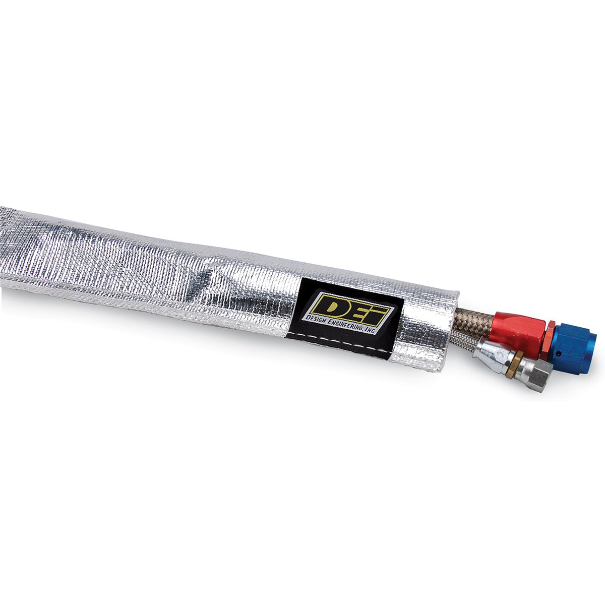 Design Engineering Heat Sheath front view showing aluminized finish and length for quick identification and selection