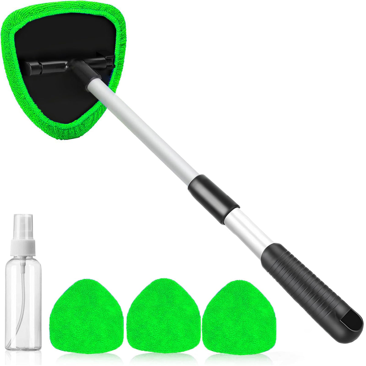 desin front view packaging showing tool and four microfiber pads for efficient cleaning