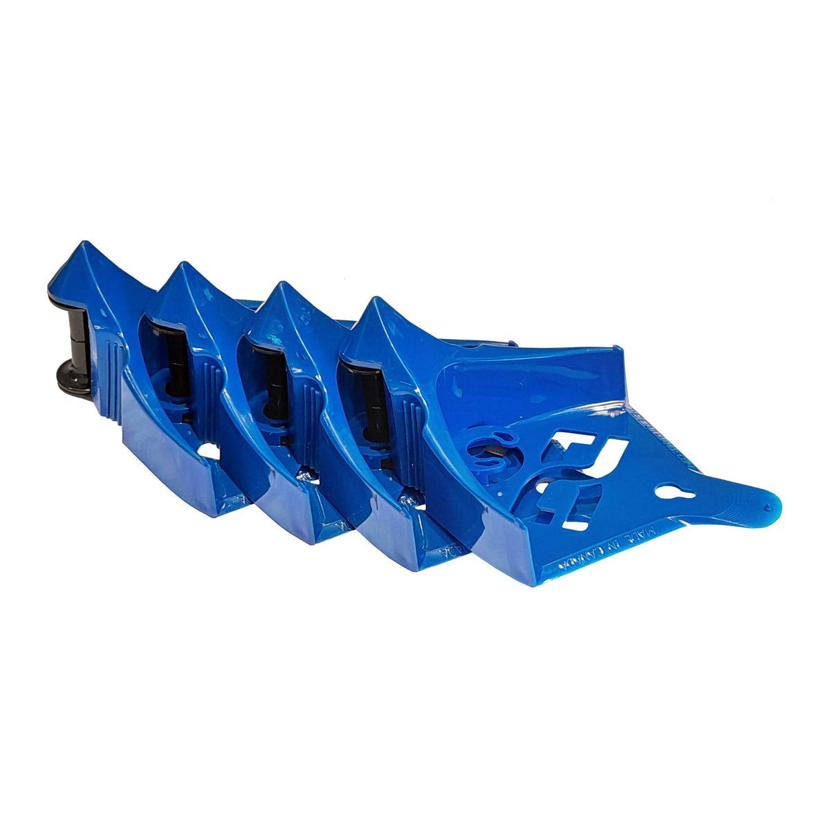 Detail Guardz front view showing four blue hose rollers and benefit of organized hoses