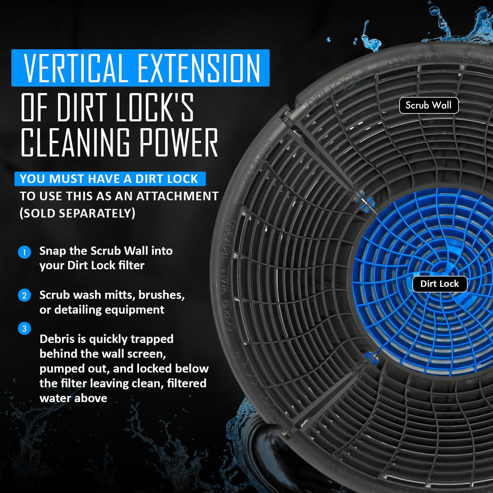DETAIL GUARDZ Scrub Wall snapped into bucket demonstrating cleaner water retention benefit