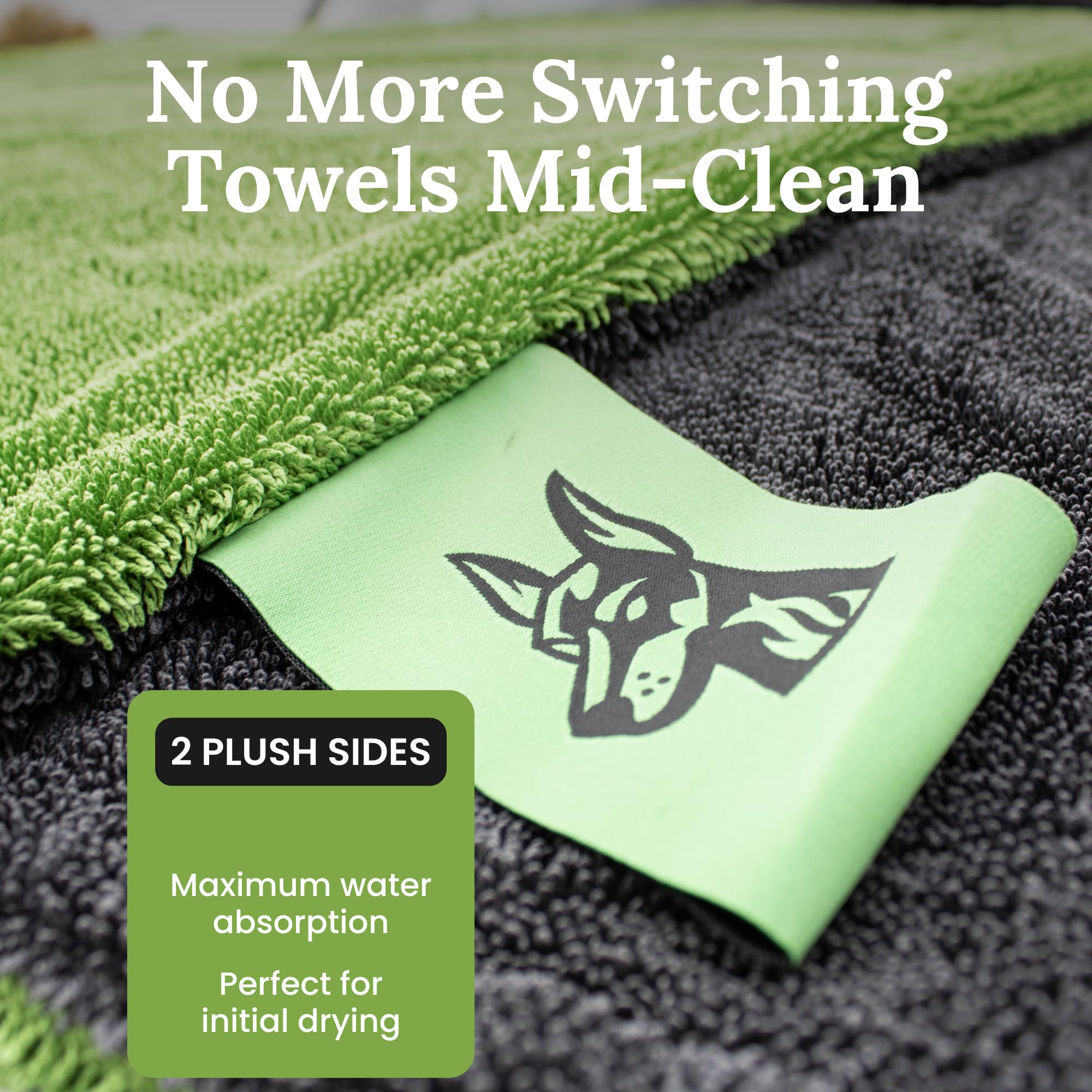 Edgeless hem detail on Devil Dog towel preventing scratches and protecting paint
