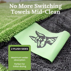 Edgeless hem detail on Devil Dog towel preventing scratches and protecting paint