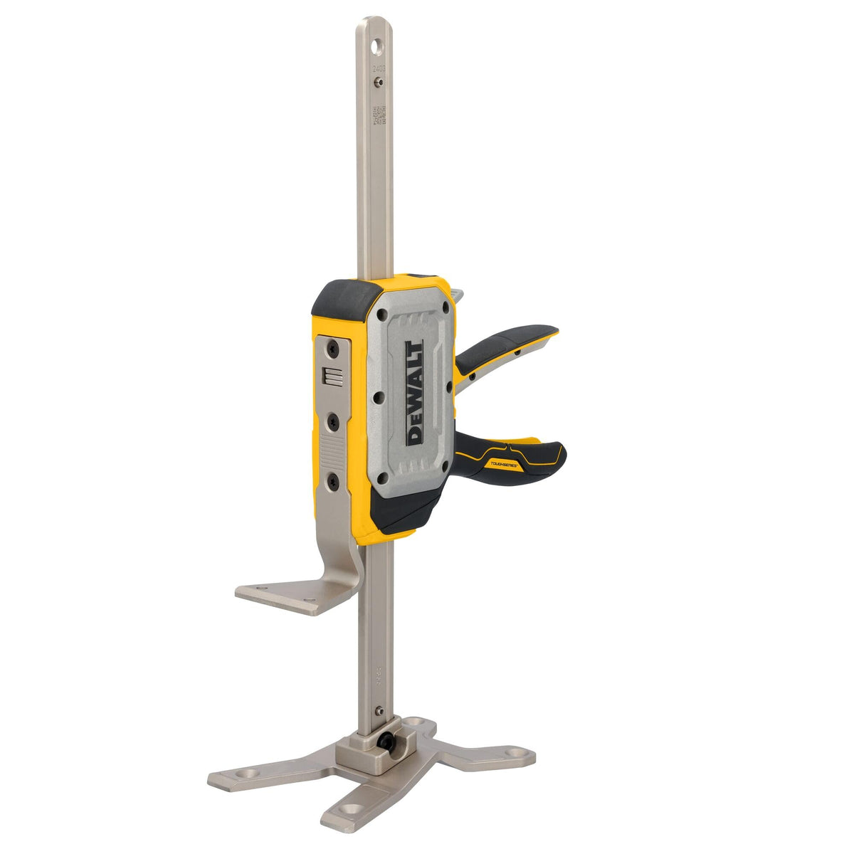 DEWALT front view of construction jack showing overall compact design and quick placement benefit