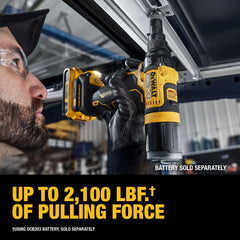 DEWALT close up of nose piece showing quick, tool-free change benefit