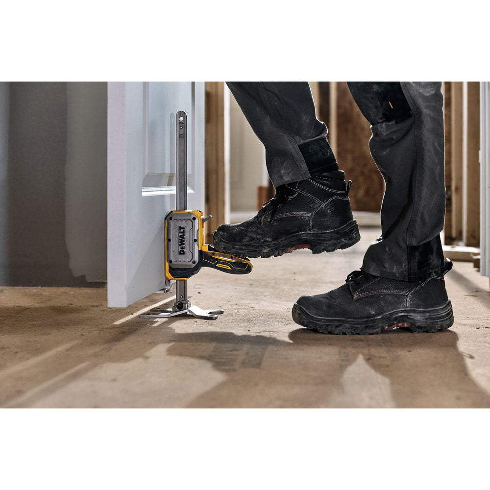 DEWALT side profile showing jack height and scale for clear size comparison on site