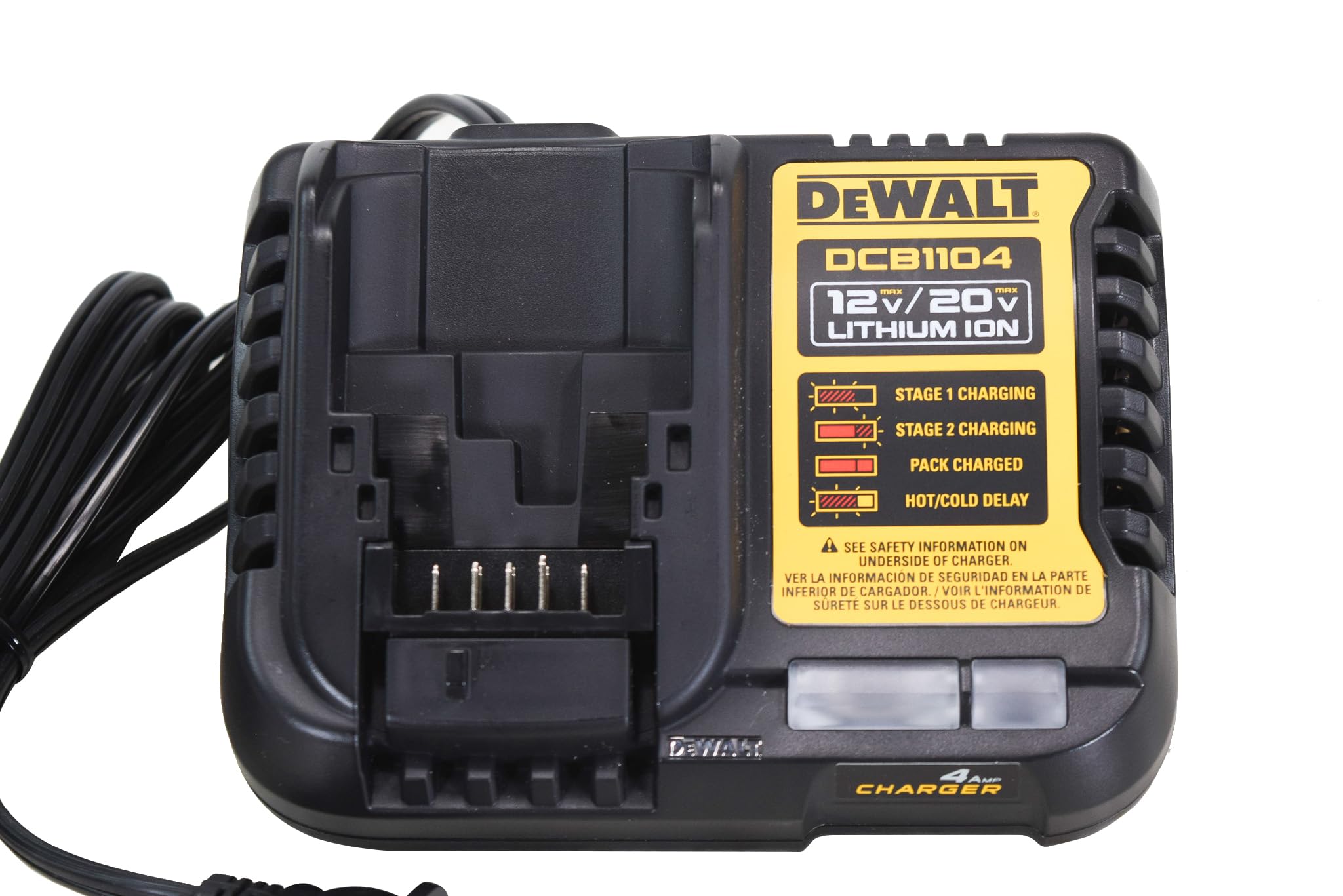 DEWALT closeup of LED indicator with status lights for clear diagnostics