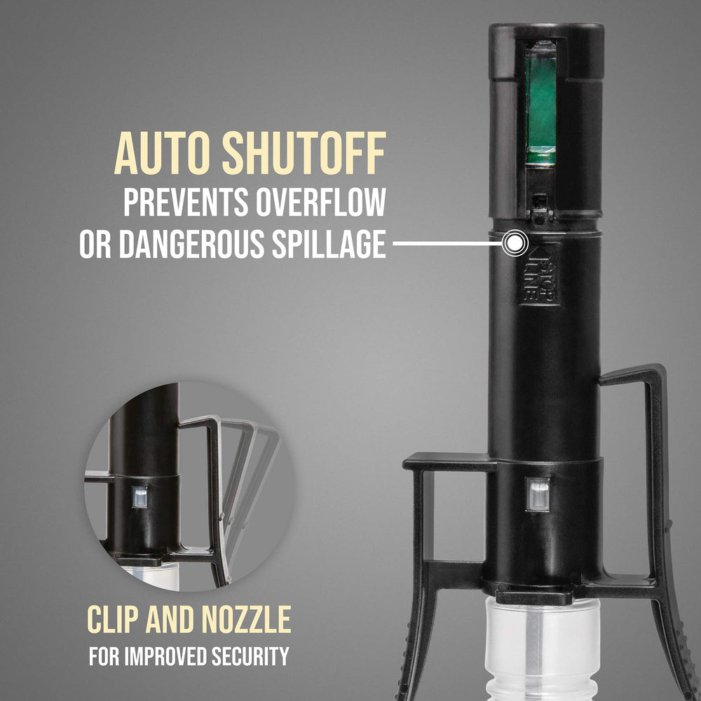 DEWAY auto-stop sensor closeup that prevents overfills and notifies user