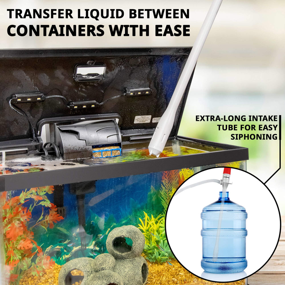 DEWAY flow output pouring into a can illustrating rapid 2.4 GPM transfer
