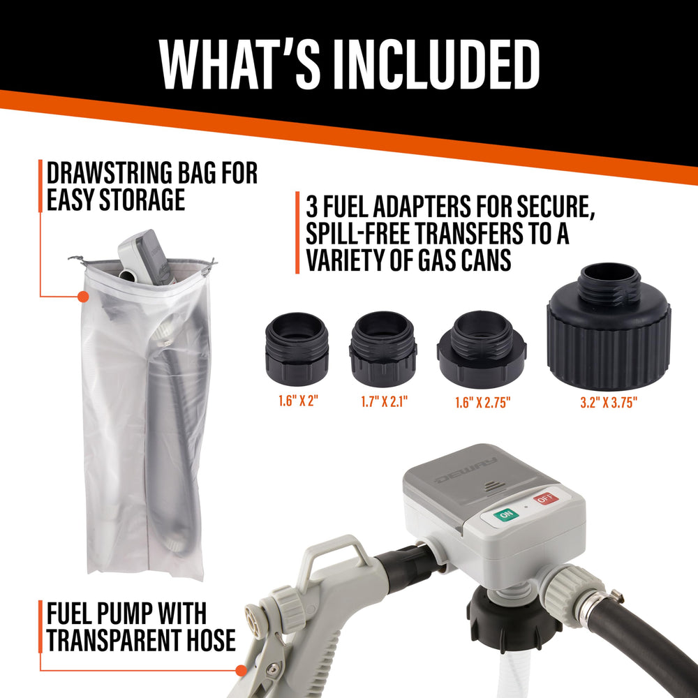 DeWay rigid 19-inch intake tube inserted into gas can for deep access benefit