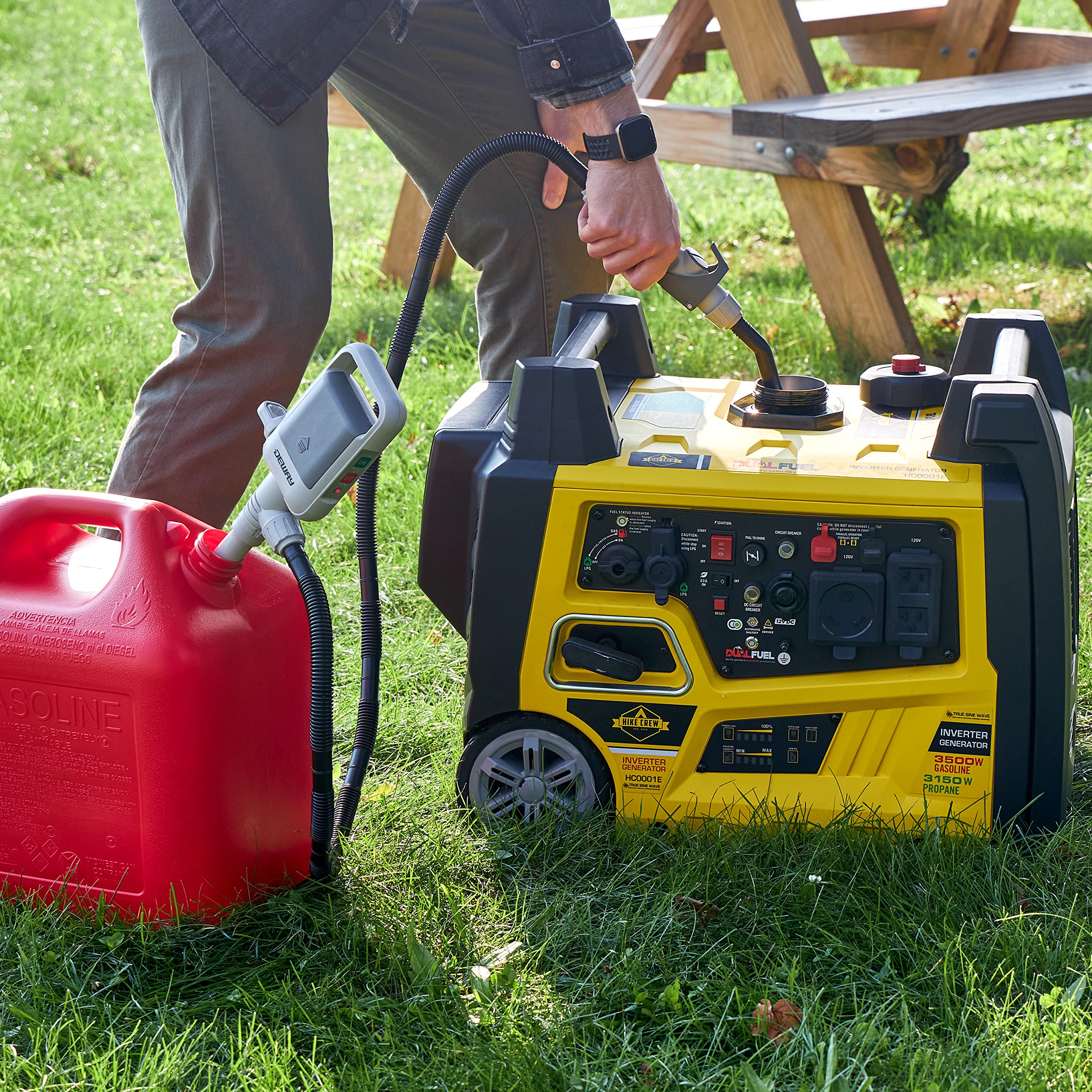 DEWAY pump being used in a driveway showing practical home and garden use