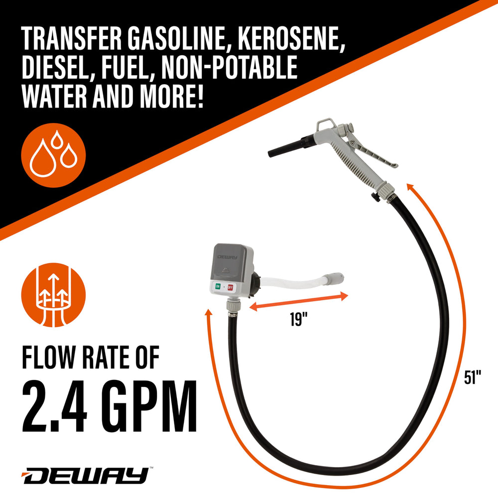 DeWay nozzle close-up with trigger and lock clip for controlled filling benefit