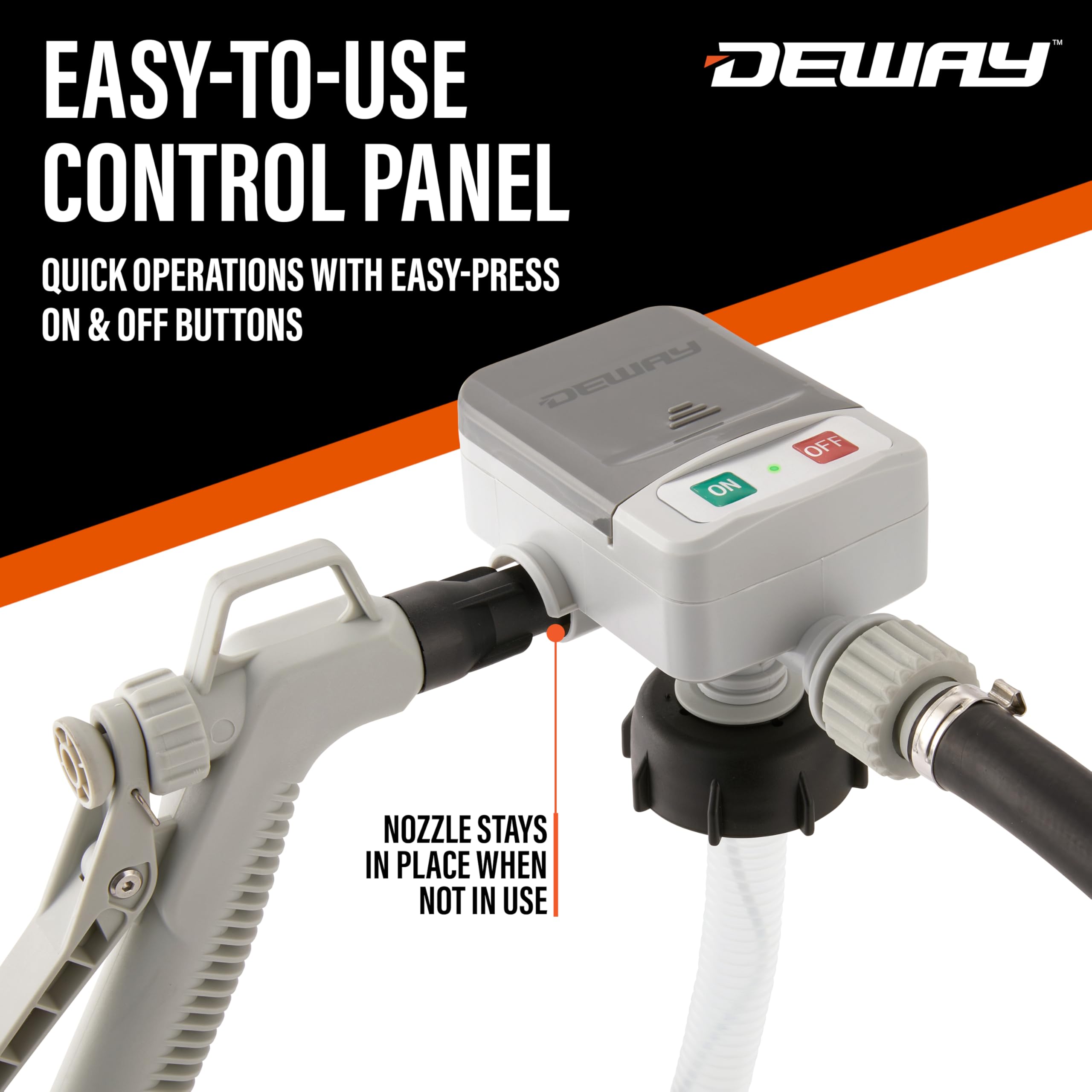 DeWay pump refilling a generator outdoors to show portable field use benefit
