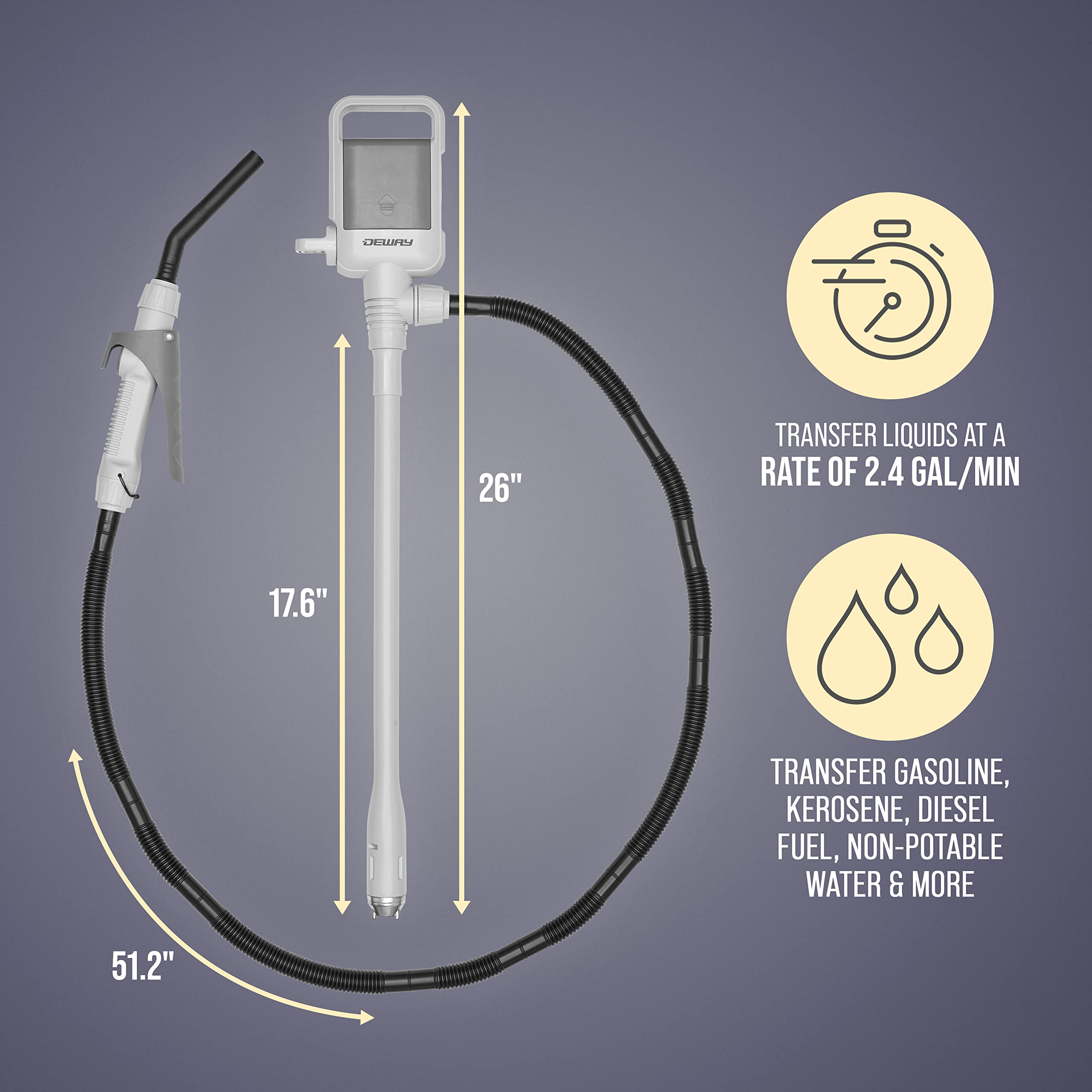 DEWAY next to D batteries displaying cordless power for portable convenience