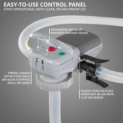 DEWAY WAYPUMP09 kink-resistant hose and nozzle detail for precise filling