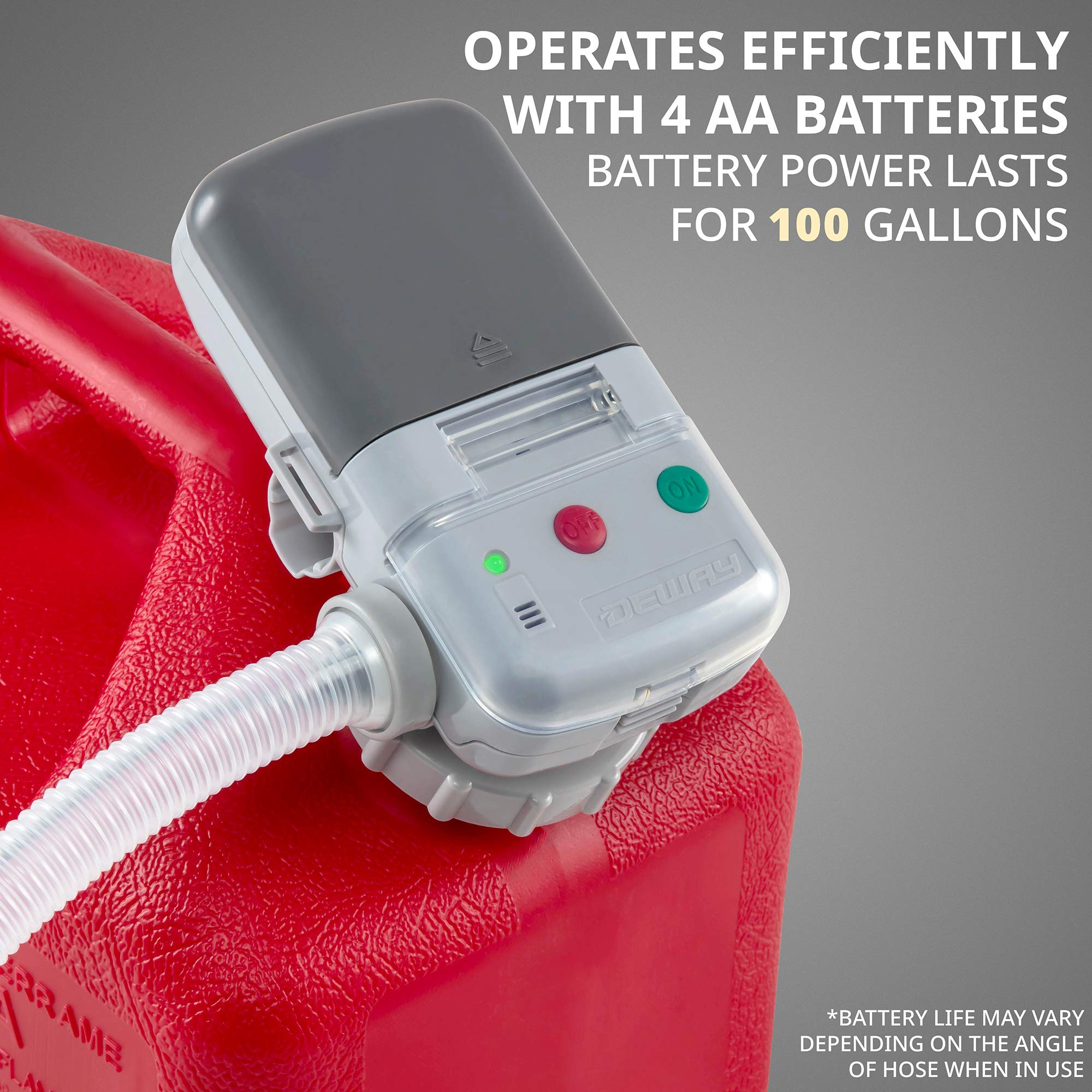 DEWAY WAYPUMP09 refueling a car tank demonstrating spill-free, controlled transfer