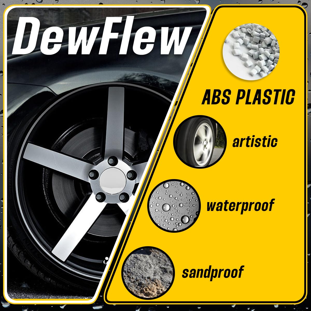 DewFlew packaging and contents showing single cap ready for replacement convenience