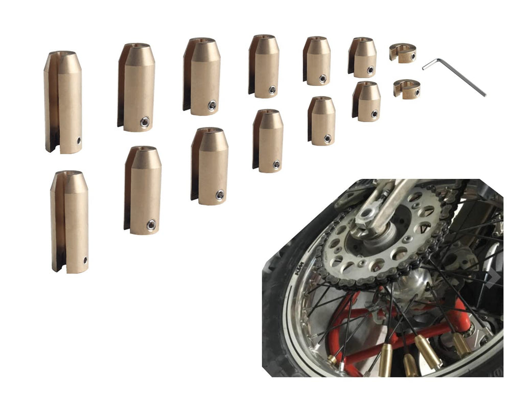 DEWHEL weight clamped to different spoke types showing universal fit