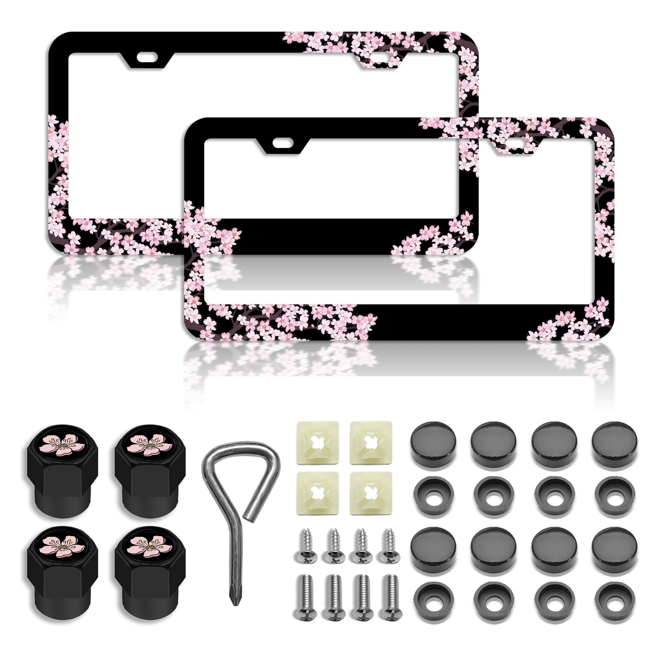 DGDRHZ front view of pink cherry blossoms frame showing full decorative border and fit