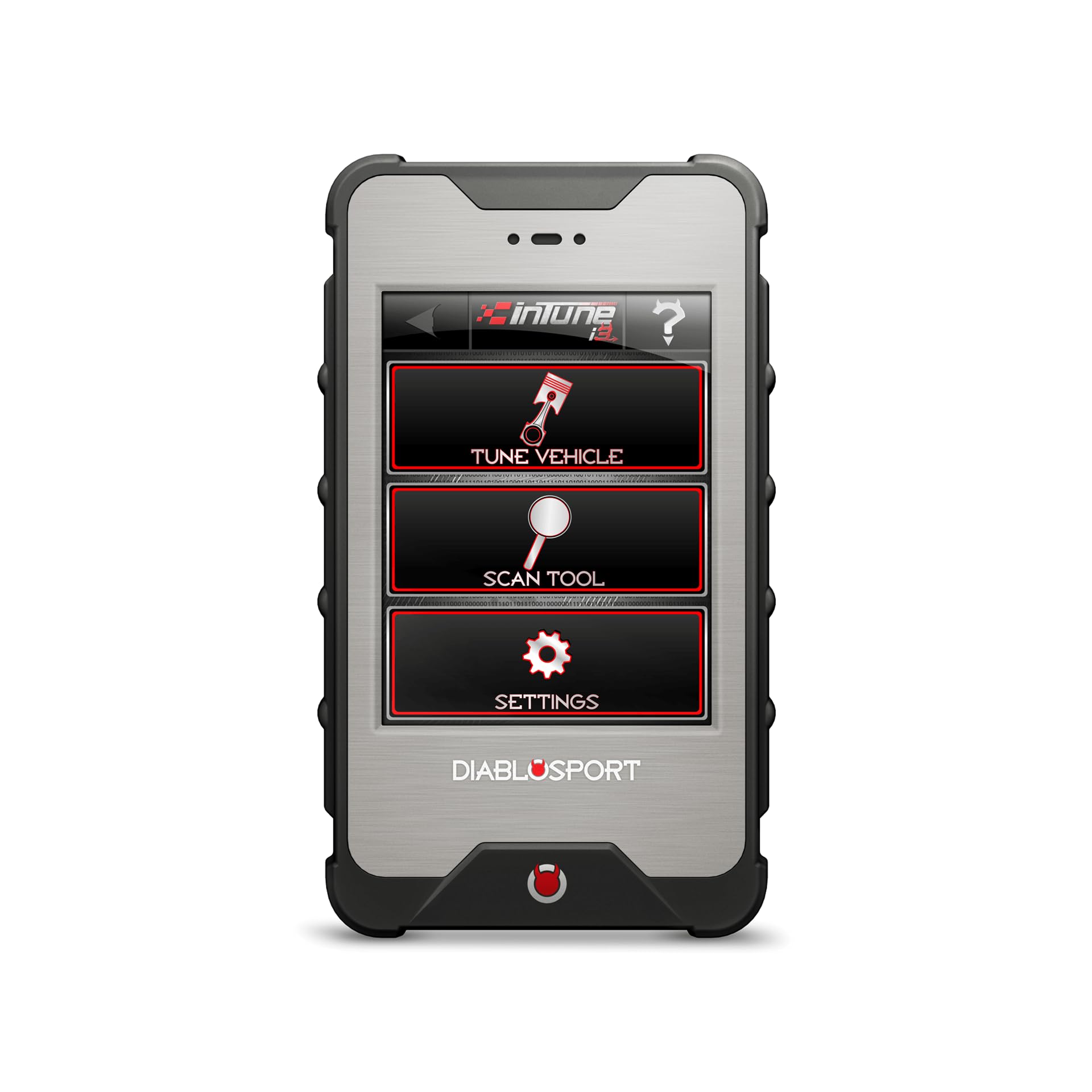 DIABLOSPORT touchscreen close-up with menu visible for easy configuration benefit