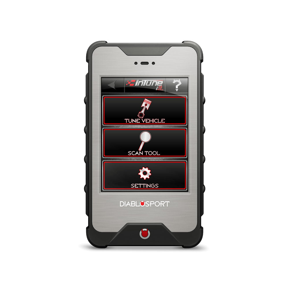 DIABLOSPORT touchscreen close-up with menu visible for easy configuration benefit