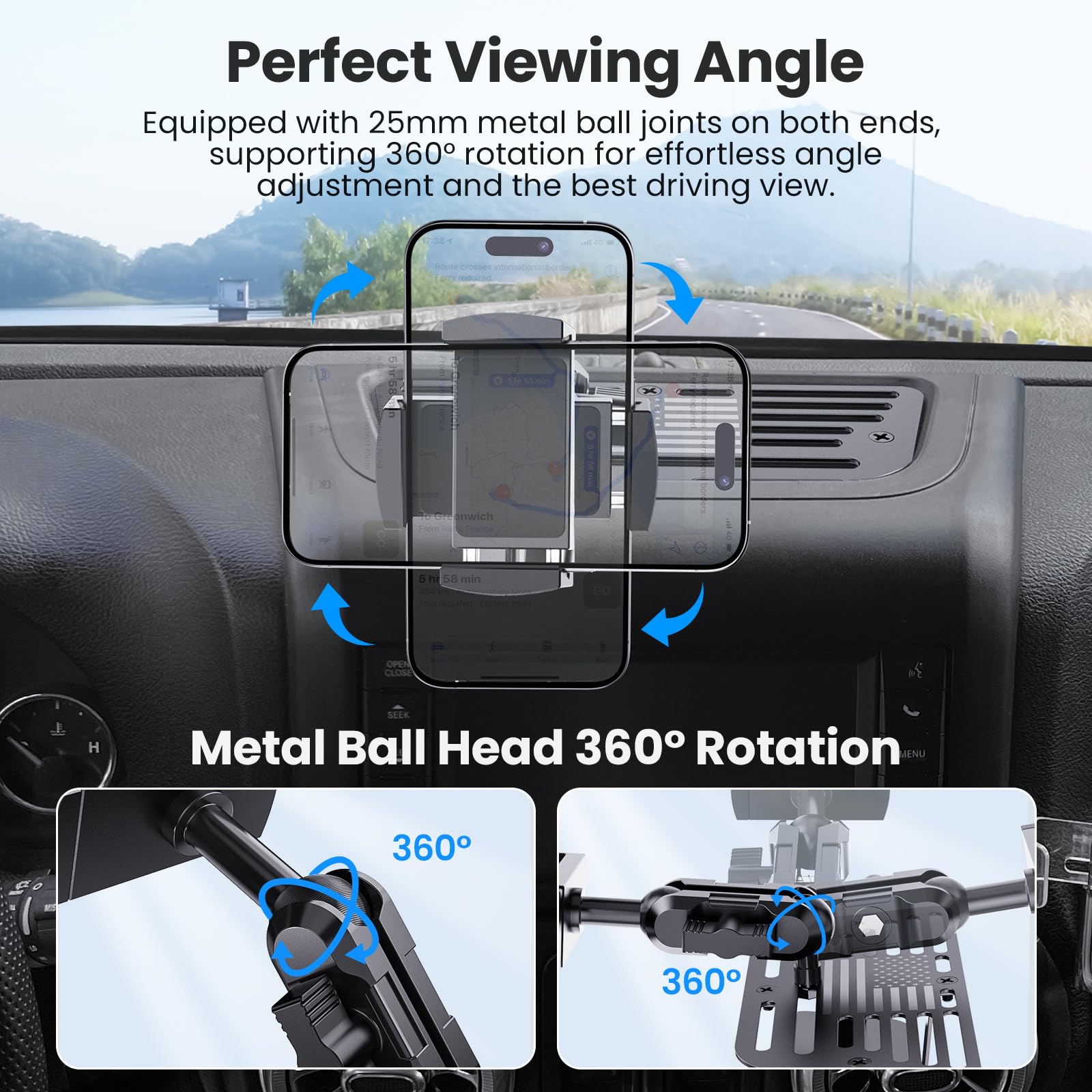 DIAMOOKY two metal ball joints demonstrating 360-degree adjustment flexibility