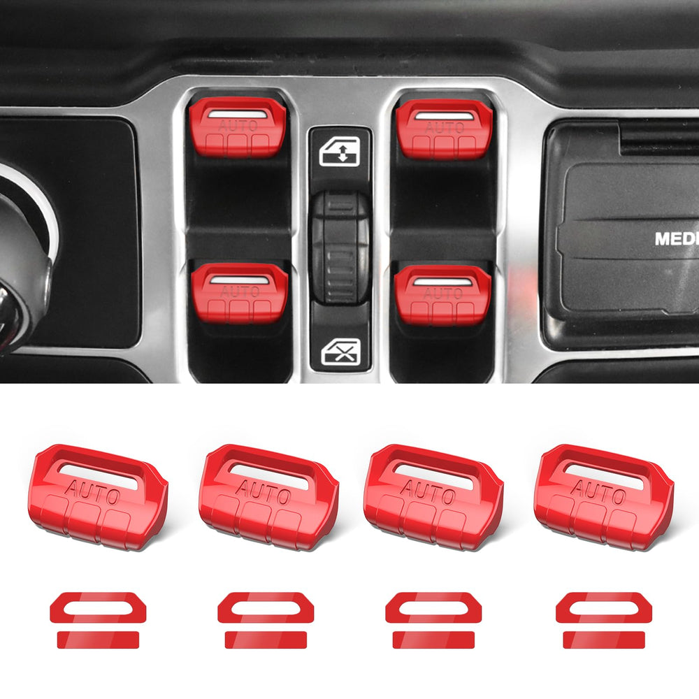 DIAMOOKY front view of 4PCS window switch covers showing fit and finish benefit