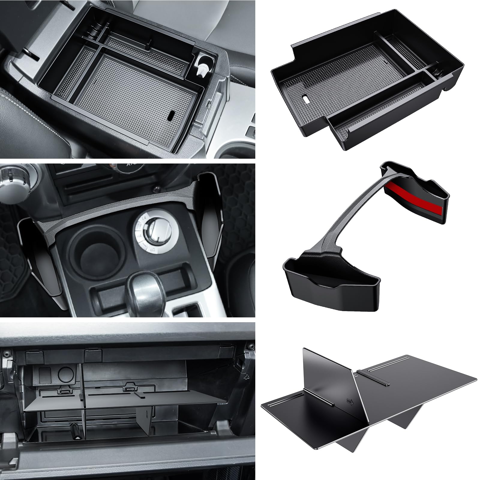 DIAMOOKY front view of assembled center console organizer showing neat storage and fit