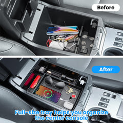 DIAMOOKY gear shift organizer installed without reducing legroom or comfort