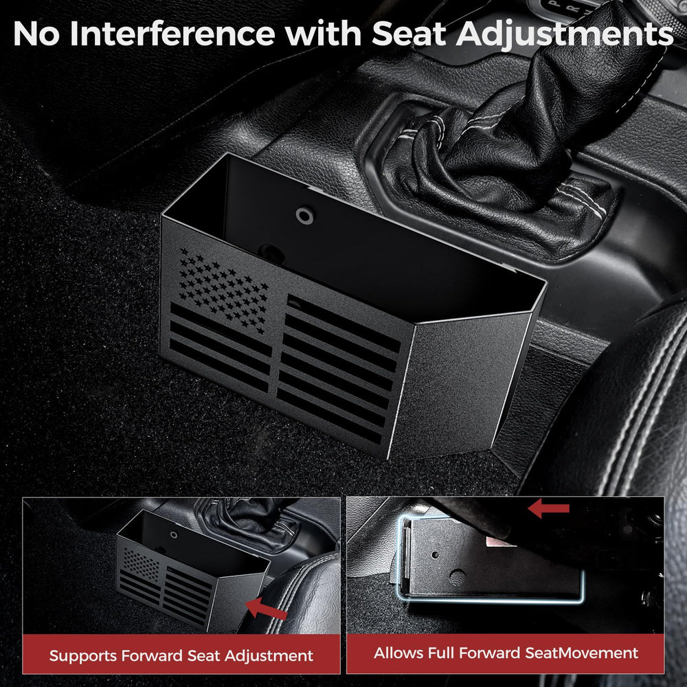 DIAMOOKY top view inside Wrangler console showing neat storage and reduced clutter