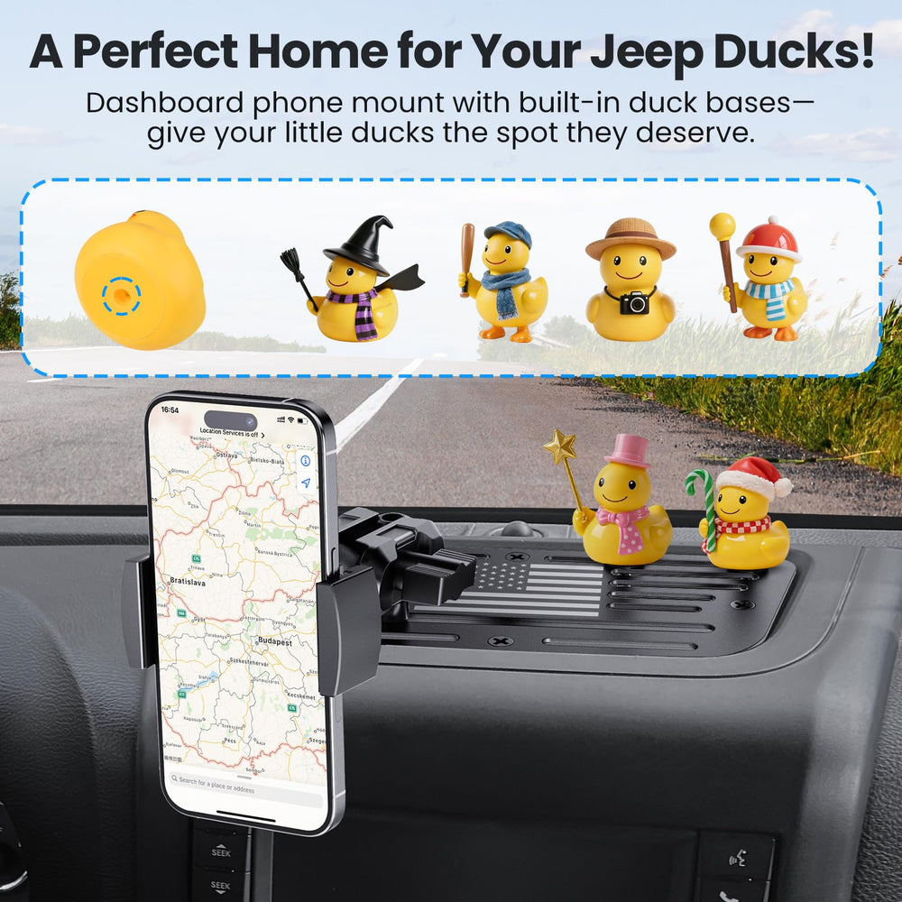 DIAMOOKY phone in landscape mode on Wrangler dash for secure video use