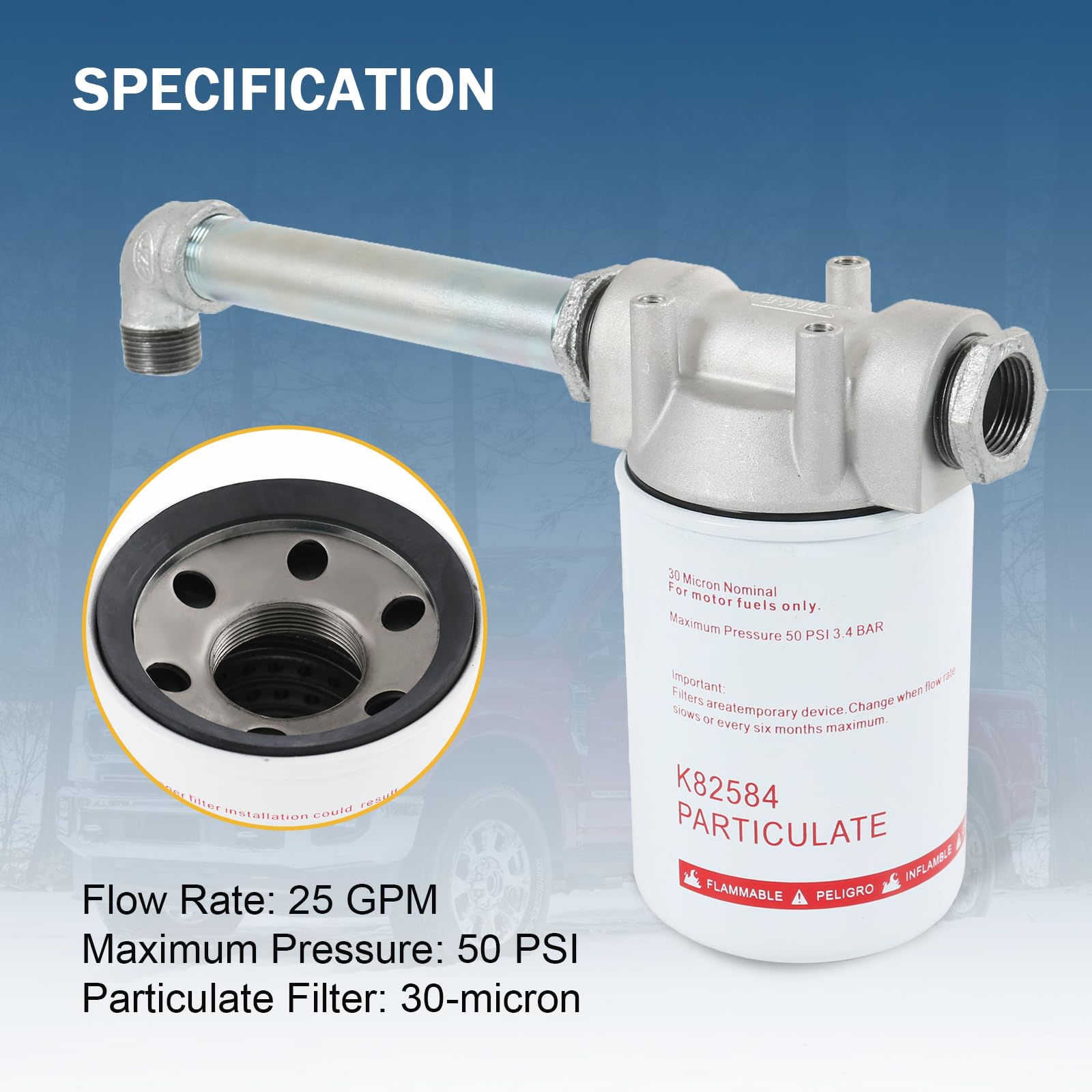 DICMIC filter mounted on fuel tank in field demonstrating pump protection benefit