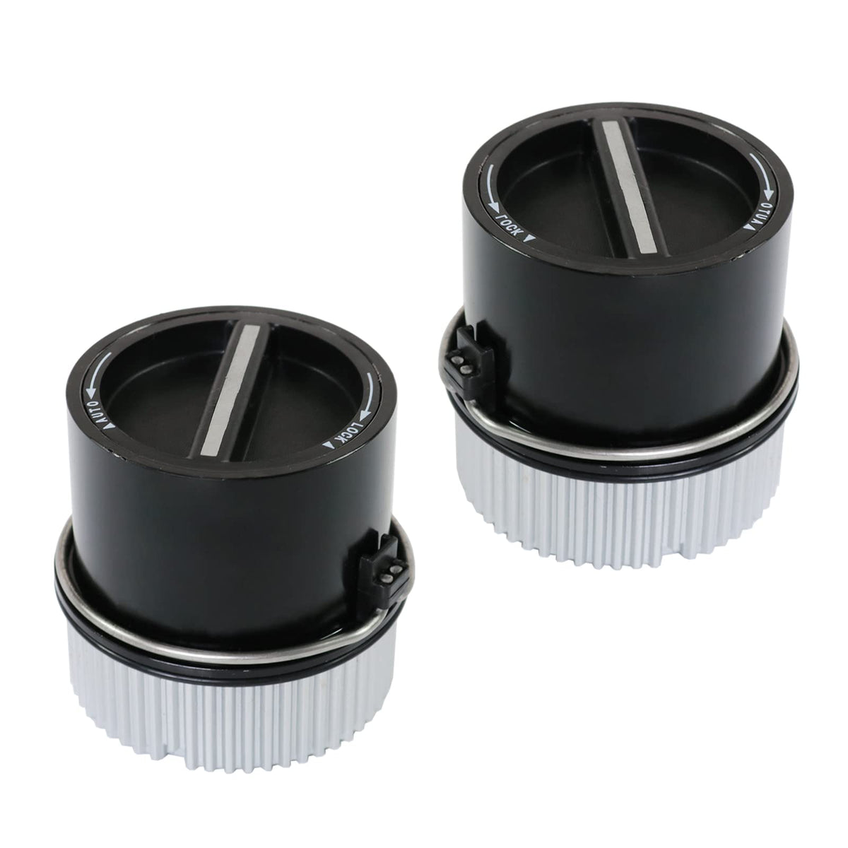 DICMIC front hub pair front view showing new hubs for reliable 4WD engagement