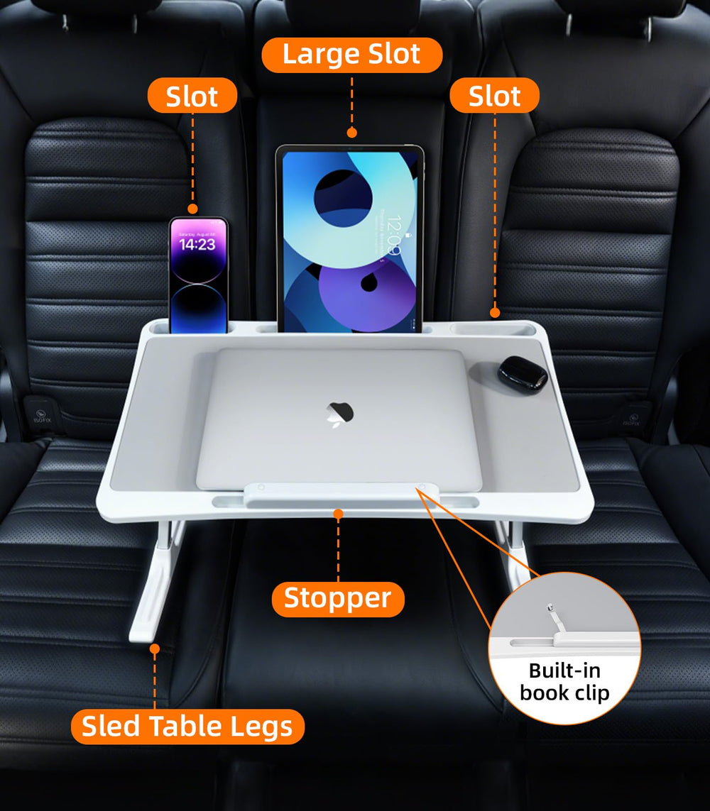 DICMKY close-up of tabletop slots and clips securing devices and papers
