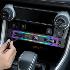 DICMKY front console view showing neat integrated charging hub and tidy interior