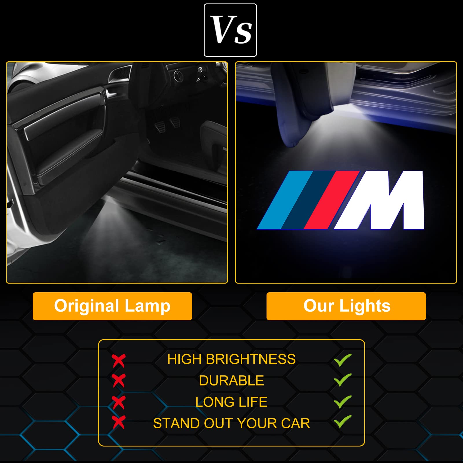 Dieyi installed on BMW door projecting clear light for safer entry