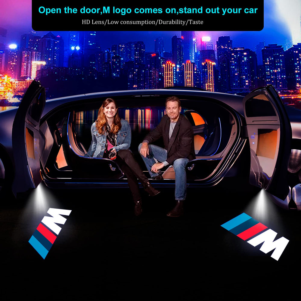 Dieyi projection on ground beside car illustrating crisp, high-definition logo