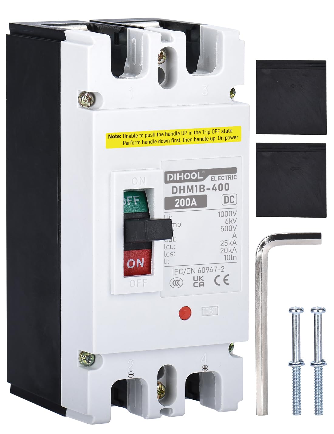DIHOOL front panel breaker showing switch and clear circuit labeling for easy identification