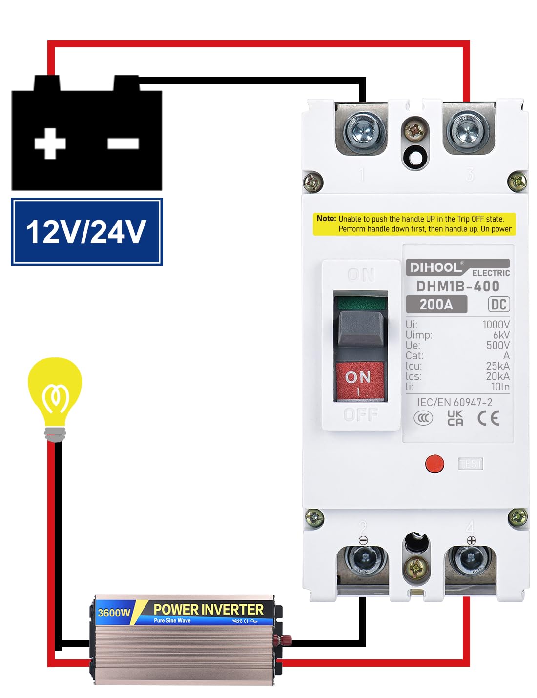 DIHOOL close-up of terminals and label for accurate wiring and safe maintenance