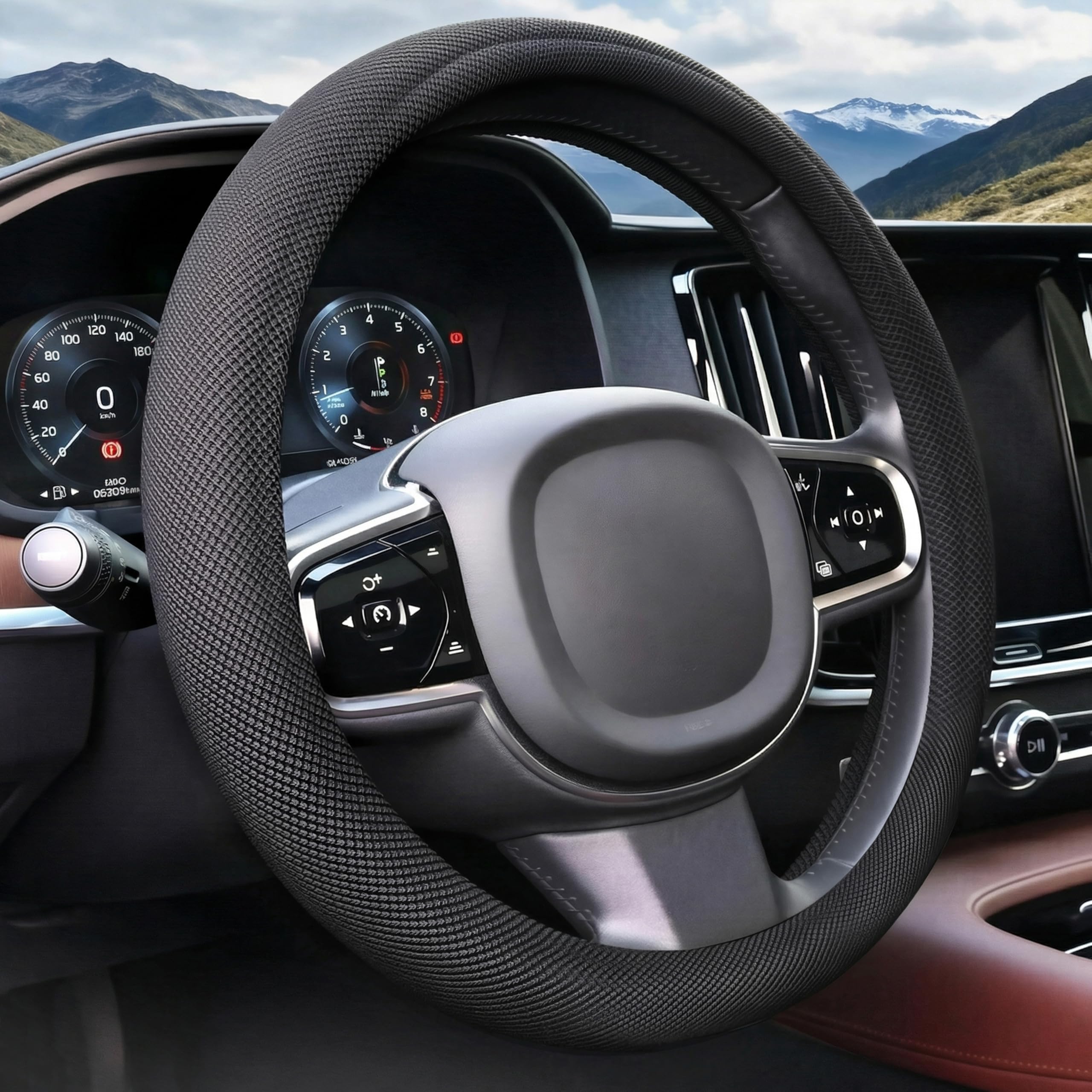 DiHTing front view showing compact fit and sleek black finish for refreshed interior