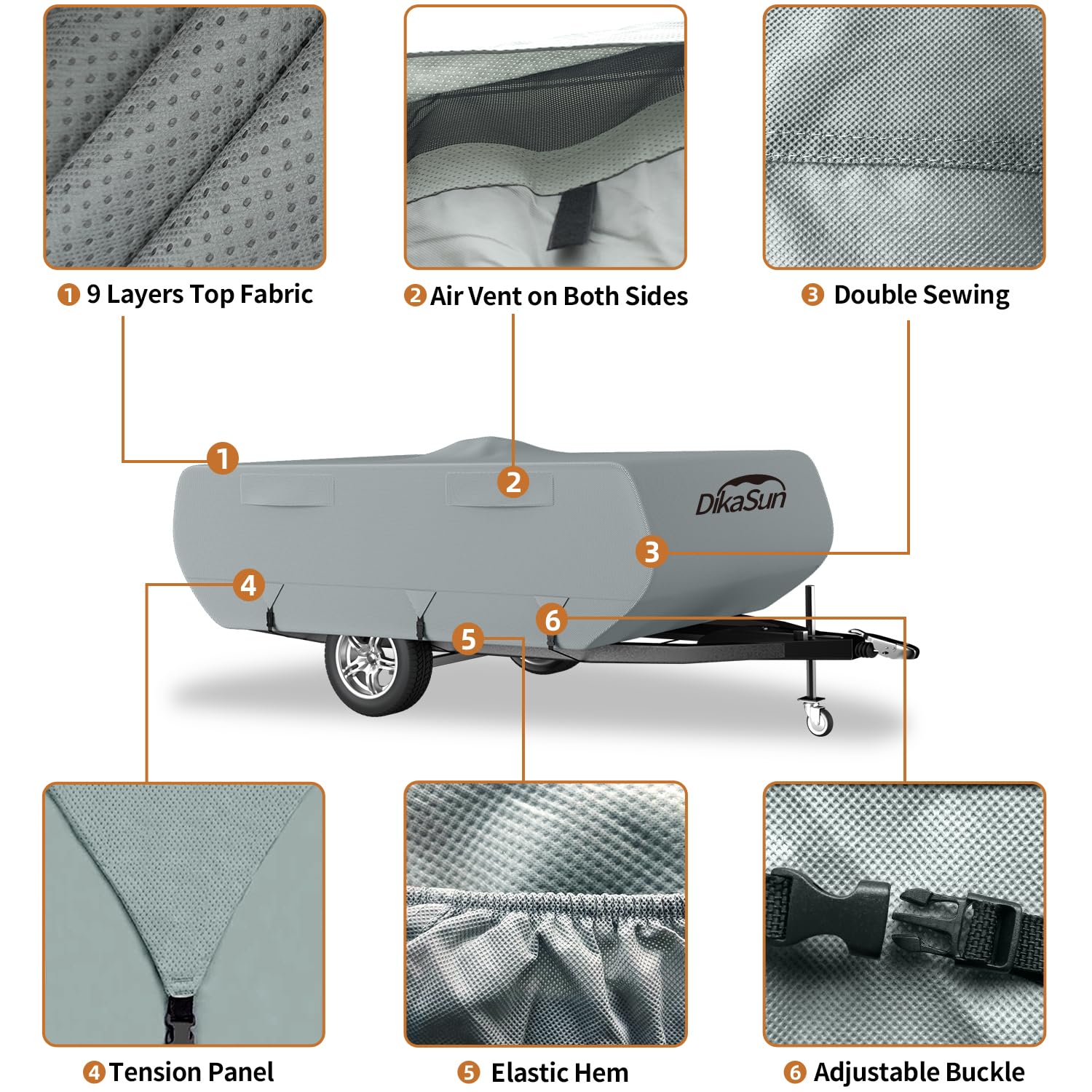 DikaSun installed on pop-up camper offering full-season exterior protection