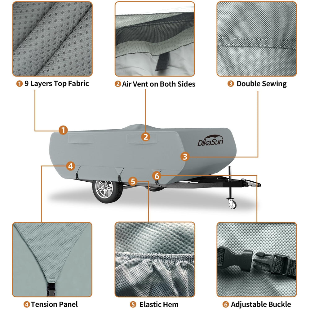 DikaSun installed on pop-up camper offering full-season exterior protection