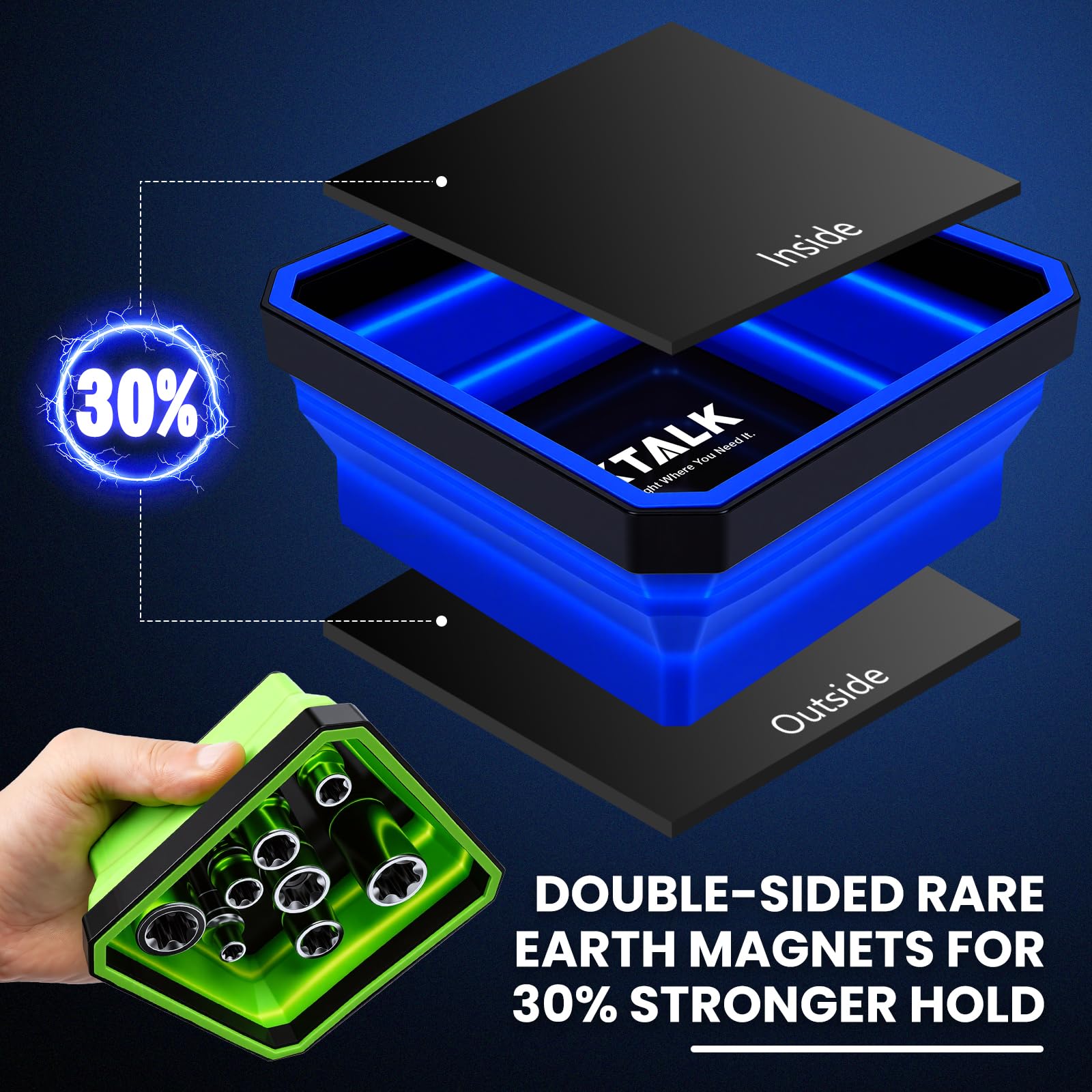 DIKTALK trays collapsed flat to save toolbox space and simplify storage