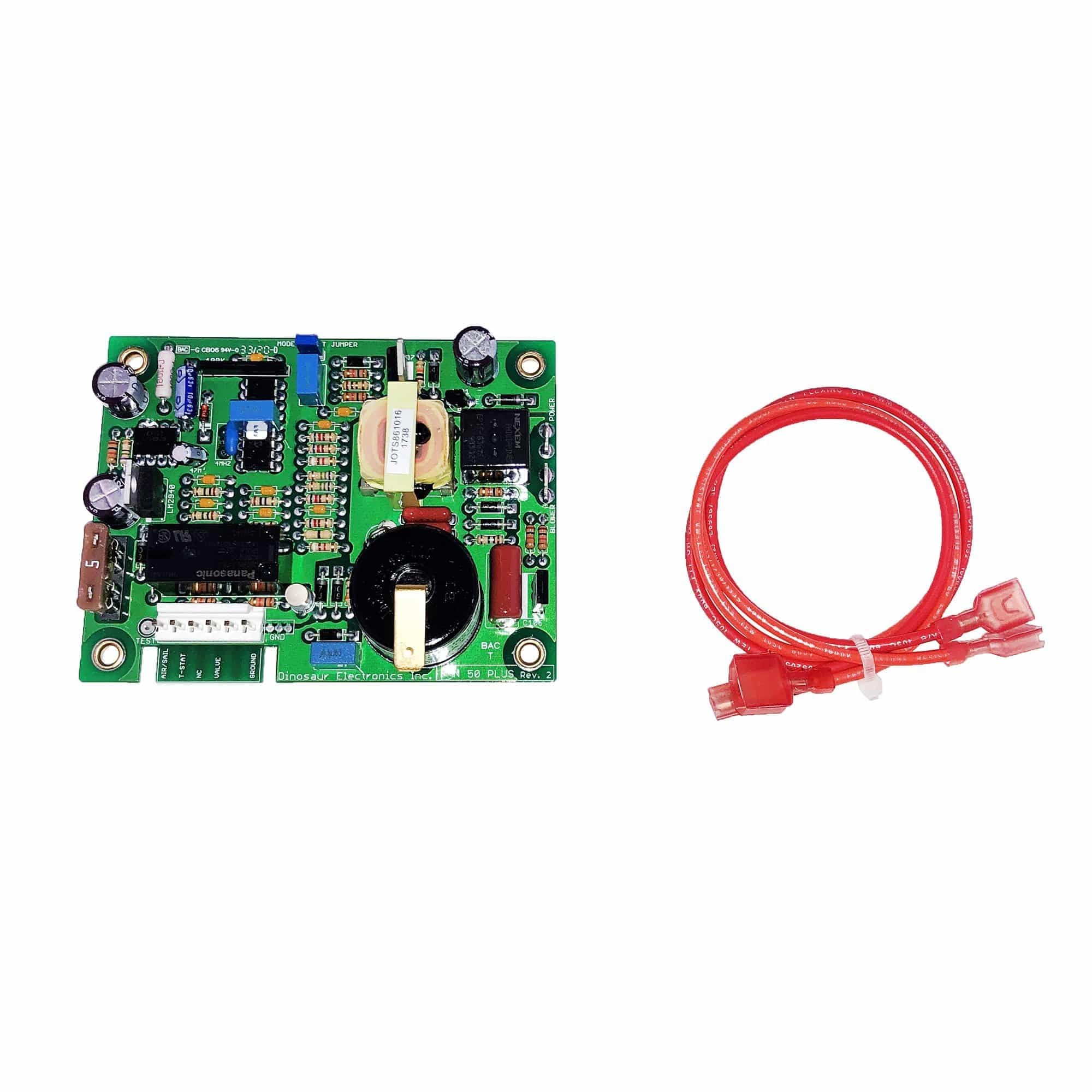 Dinosaur Electronics FAN50PLUS front panel showing terminals and mounting holes for easy replacement