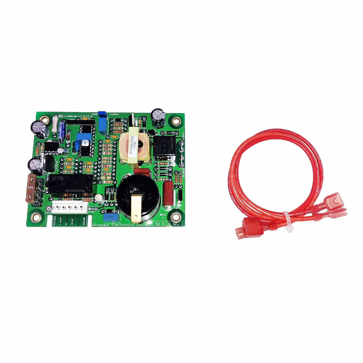 Dinosaur Electronics FAN50PLUS front panel showing terminals and mounting holes for easy replacement