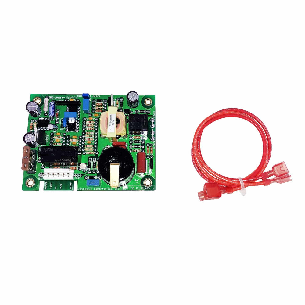 Dinosaur Electronics FAN50PLUS installed in furnace illustrating simplified wiring and controlled fan startup