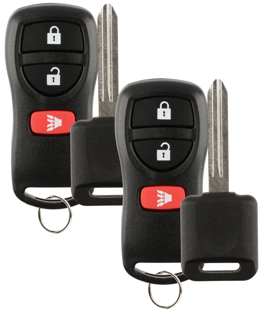 Discount Keyless front view of two Nissan-style key fobs showing value pack benefit